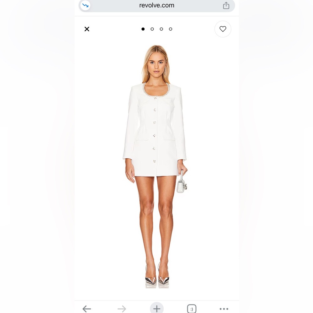 Self-Portrait Diamante Trim Mini Dress in White